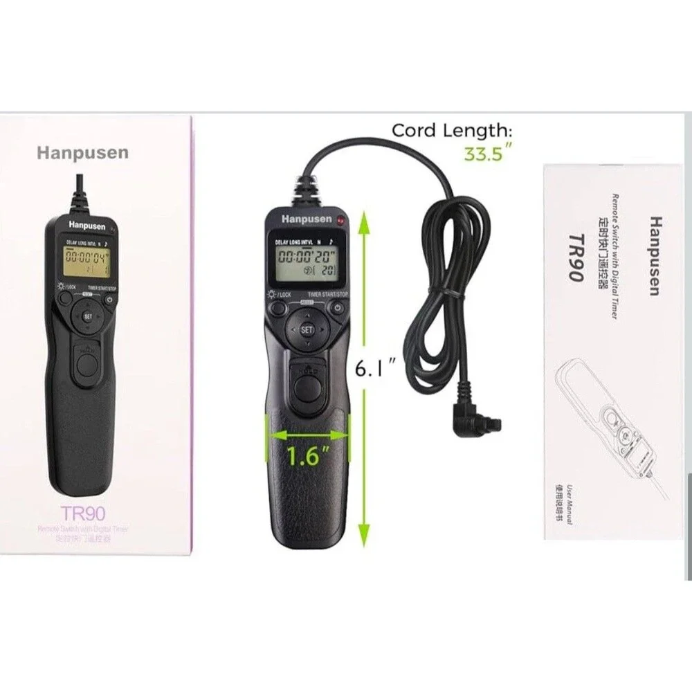 Hanpusen TR-90 Remote Switch With Digital Timer For Camera Shutter Use